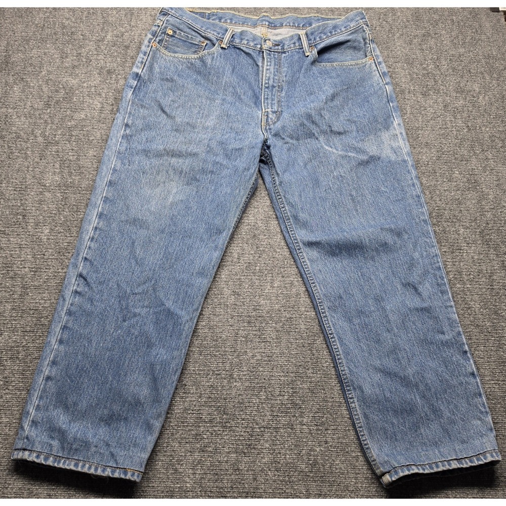 Levis 550 Relaxed Fit Tapered Leg Jeans Mens 40x30 Medium Wash Denim Hemmed 28in